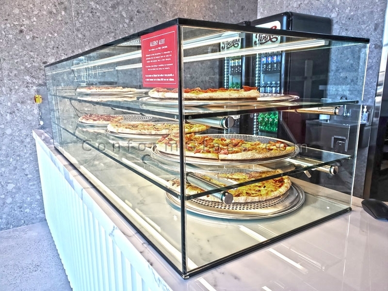 Glass Pizza Display with LED Light