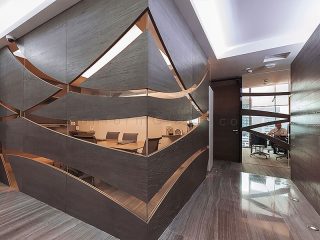 wood and glass wall