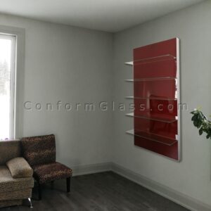 Glass Shelving Unit Cherry on Wall