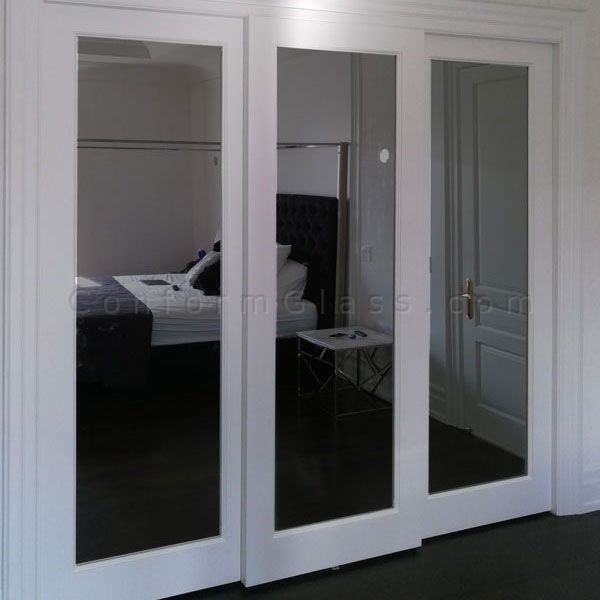 Grey Mirror Closet Doors