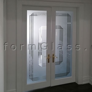 geometric sandblasted glass design