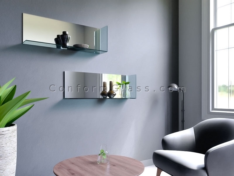 Custom L-shape Glass Shelves