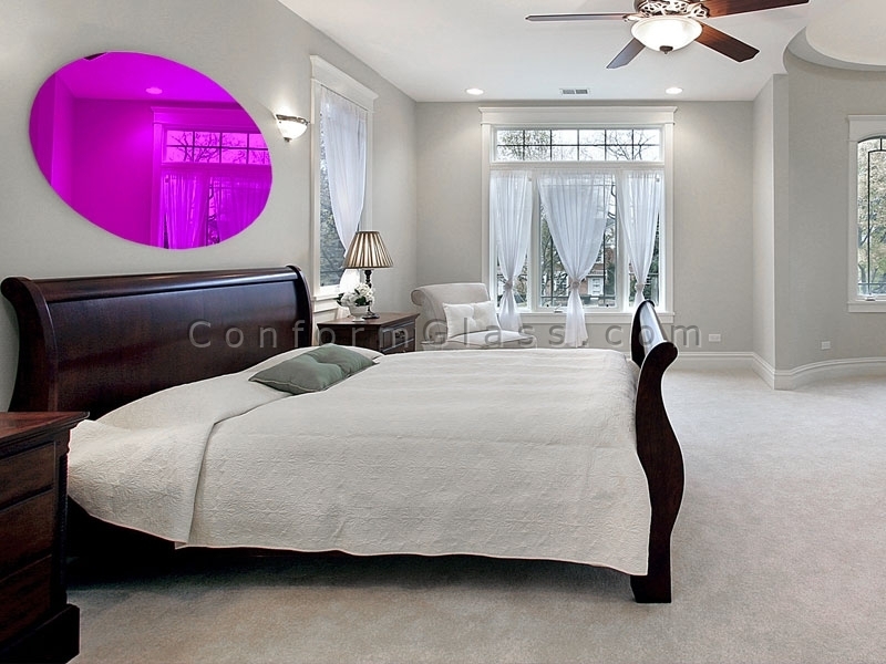 Oval Purple Mirror in the bedroom