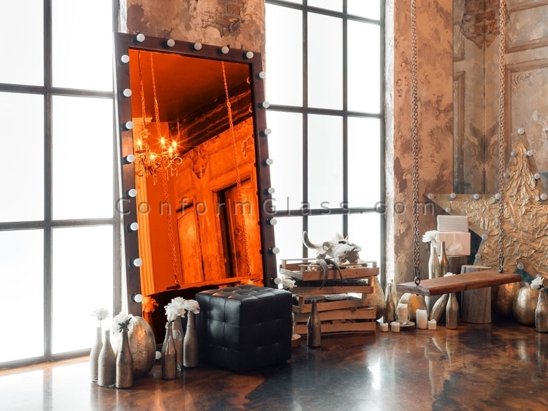 Orange Mirror in Marquee Frame