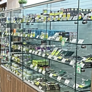 Glass Cabinet with Glass Shelves