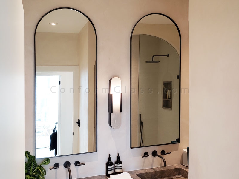 Arched mirrors with custom metal frame