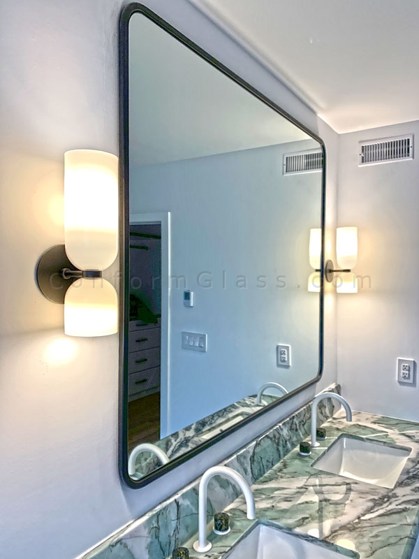 Mirror with Rounded Corners and Metal Frame