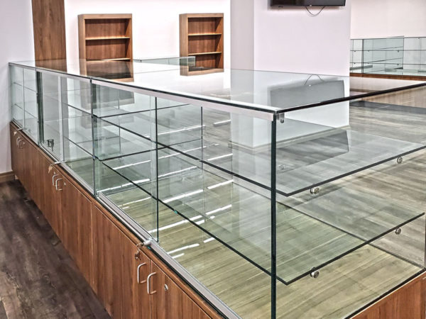 Display with Glass Shelves