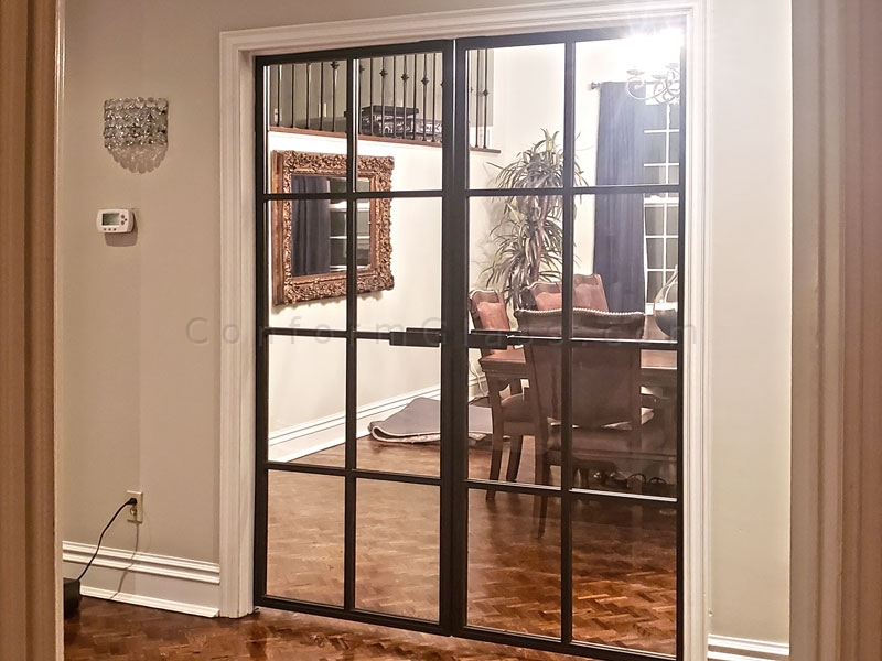 double glass door with stell welded frame